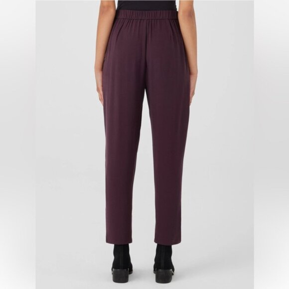Eileen Fisher Silk Georgette Tapered Pant in Color Cassis - Picture 3 of 8
